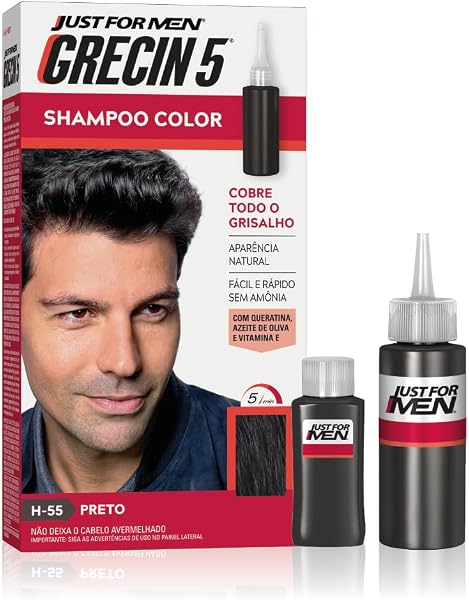 Grecin 5 Tonalizante em Shampoo para Cabelos Grisalhos, Preto, 60ml