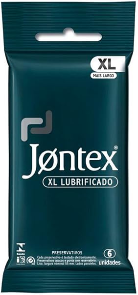 Jontex Lubrificado XL Preservativo Camisinha, 6 Unidades