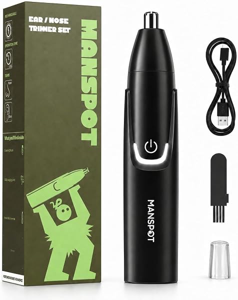 MANSPOT Aparador de Nariz e Orelha para Homem, Recarregável USB-C