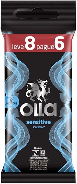 Olla Sensitive Camisinha Preservativo, 8 Unidades