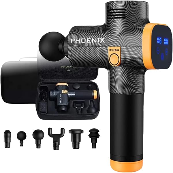 Phoenix A2 Pistola Massageadora 20 Velocidades 6 Ponteiras